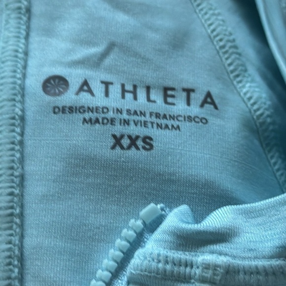 Athleta Pacifica UPF Tank 2 cap sleeves 1/4 zip front Surf City aqua top Sz XXS - Picture 8 of 9